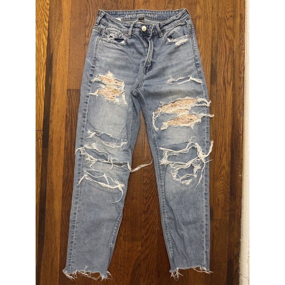 American Eagle Flower Print Cut Women’s Jeans Size 4